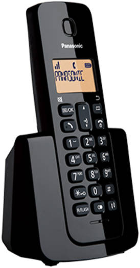 Panasonic Cordless Phone, 1.4" LCD, Amber Backlit, 50 Stations Phonebook, 200hr Standby Time, 10H Talk Time, Caller ID (20), Redial Memory, Black | KXTGB110