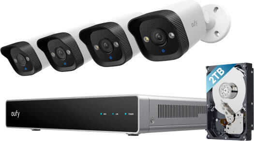 Eufy NVR Security System E40, 4K UHD, 4 Security Cameras, 122° Wide-Angle, Starlight Color Night Vision, AI-Powered Video Finder, IP67 Waterproof, Two-Way Talk, 2TB HDD Included | E8P00322