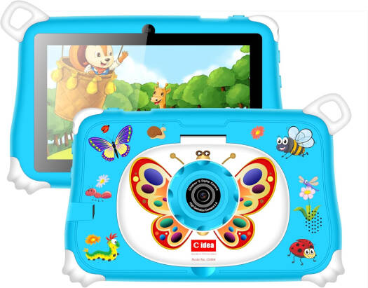 C Idea CM86 Kids Tablet, 7" WVGA IPS Display, 8GB RAM, 256GB Storage, 2MP Front & 5MP Rear Camera, Android 15, Built-In Speaker, Up to 4 Hours Of Video Watching, Childproof Case, Blue | CM86