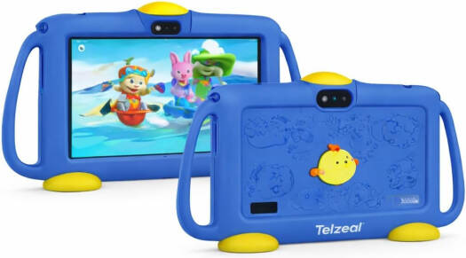 Telzeal P600 Kids Tablet, 7 Inch HD Display, 6GB RAM 128GB Storage, Android 10.1 OS, Dual SIM, 3000mAh Battery, WiFi, Front & Rear Camera, Protective Kids Case, Blue | P600