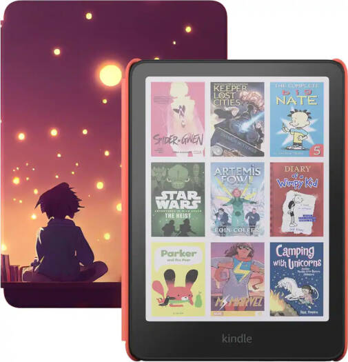 Amazon Kindle Colorsoft Kids with Cover, 7″ Color E Ink Display, 16 GB Storage, Wi Fi & Bluetooth, Waterproof Design, Includes Kid Friendly Cover, Starlight Reading