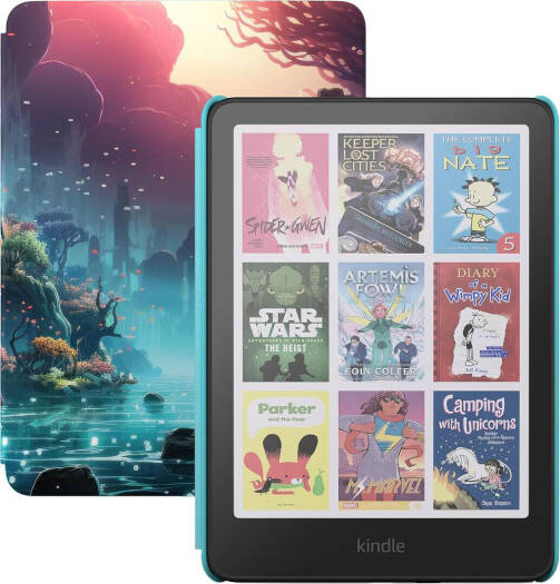 Amazon Kindle Colorsoft Tablet, 7" ColorSoft Display, Page Color Feature, 16GB Storage, Adjustable Warm Light, Glare-Free Display, Adjustable Warm Light, Cover Included, Fantasy River | COLORSOFT-FR