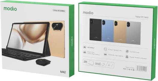 Modio M42 Android Tablet, 10.1" HD IPS Display, 8GB RAM, 512GB Storage, Dual SIM, 10000mAh Battery, 13MP Rear & 8MP Front Camera, Gold | M42