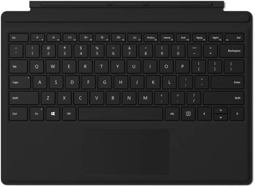 Microsoft Surface Pro Type Cover, LED Backlighting, Full QWERTY, Large Glass Trackpad, Dedicated Shortcut Keys, Built-In Accelerometer, For Select Surface Pros, Black | FMM-00001