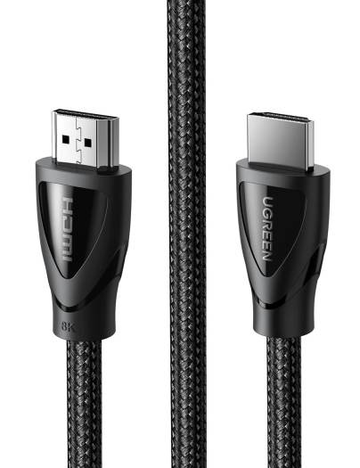 Ugreen HDMI 8K Ultra High Speed Cable, Male to Male with Braided, 5 Meter Length, Support 3D And Lip Sync, 48 Gbps, Nickle Plated, Black | 80405
