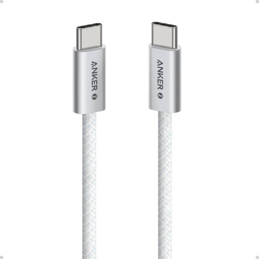 Anker Zolo USB C to USB C Cable, Full-Speed 240W Charging Cable, Dirt-Resistant Unibody, 5.8mm Thickness, 480 Mbps Data Transfer, Durable Braided Exterior, 6ft Cable Length, White | A8060H22
