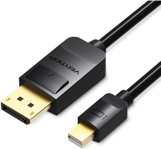 Vention Mini DisplayPort to DisplayPort Cable. 4K Resolution Feast, 21.6 Gigabits, Multiple Shield for High End, Resistant to Bending, Universal Compatibility, 3 Meter, Black | HAABI
