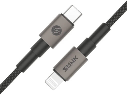 SYNK Neo Series C-to-Lightning Data Cable 30W, Fast Charging iPhone Cable, USB-C to Lightning, Nylon Braided, Aluminum Alloy Connectors, Smart Chip, 480Mbps Data Sync, 1M, Black | SKNOCTLBK