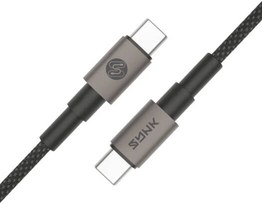 SYNK Neo Series C-to-C Data Cable 60W, Fast Charging USB-C to USB-C Cable, Nylon Braided, Aluminum Alloy Connectors, Smart Chip, 480Mbps Data Sync, 1M Durable Charging Cable, Black | SKNOCTCBK