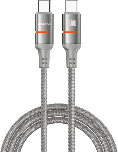 Porodo 60W Braided Cable, Data Transfer &Fast Charging, 3m Length, Universal Compatibility, Braided Cable, Safe & Reliable, Grey (USB-C to USB-C) | PD-CBL0031-GY-C