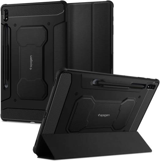 Spigen Rugged Armor Pro designed for Samsung Galaxy Tab S8 PLUS case cover (2022) / Galaxy Tab S7 Plus case (2020) with S Pen Holder - Black