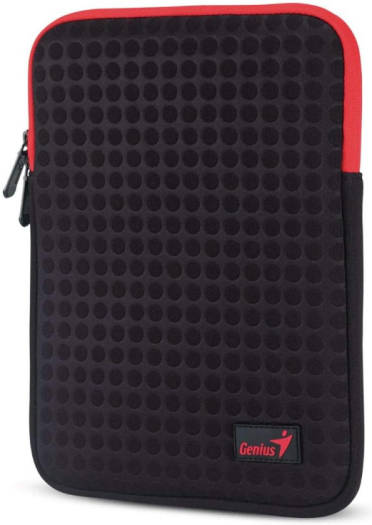 Genius GS-1021 Tablet Sleeve, Neoprene / Polycarbonate Material, Solid Pattern, Fits Up To 10 Inch Tablet PC and e-Book, Black - Red, Sleeve Only | 39700008101