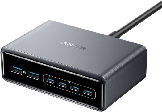 Anker Prime 6-in-1 Desktop Charging Station, 200W Power Output, 6 Ports, 4x USB-C Ports, 2x USB-A PortsGaN Technology, MultiProtect & ActiveShield 3.0 System, Space Gray | A2683241