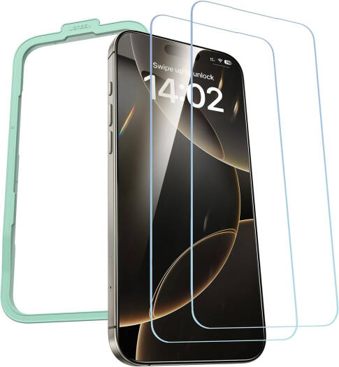 UGREEN 2Pack iPhone 15 Screen Protector. 6.1" HD Clear, Easy Installation Frame, Military-Grade Protection, Scratch Resistant, Anti-Fingerprint, Bubble Free, 9H Tempered Glass, Clear | iPhone 15