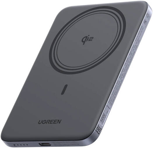 UGREEN MagFlow Air Qi2 5000mAh Magnetic Wireless Power Bank, 15W Magnetic Wireless Charger, 20W USB-C Fast Charging, Ultra Slim Portable Battery Pack for iPhone & Smartphones, Space Grey | 75984