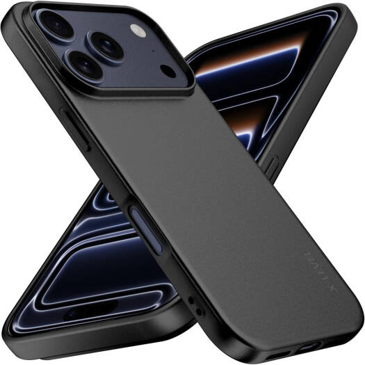 X-Level iPhone 17 Pro Case 6.3 Inch, Ultra Slim Soft TPU Silky Touch Cover with Lightweight Non-Slip Shockproof Protection, Black | iPhone 17 Pro Case