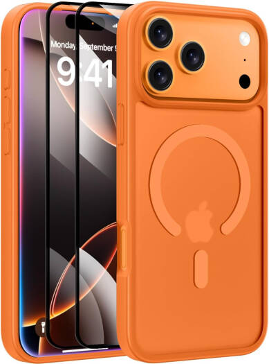 X-Level Magnetic iPhone 17 Pro Max Case 6.9 Inch with MagSafe, Military-Grade Drop Protection Slim Frosted Translucent Shockproof Cover, Orange | MAGNETIC-17-PRO-MAX-CASE