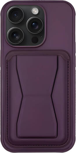 Next Store Flexible Shockproof Leather Phone Case, For iPhone 16 Pro, Card Holder Stand, Soft TPU Transparent Protective Cover, Anti-Scratch Slim Design, Camera Protection, Burgundy | NX-01001