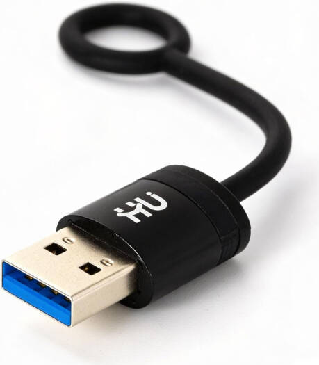 HU USB 3.0 Male to USB-C Female Adapter, 5Gbps High-Speed Data Transfer, Aluminum Alloy Build, Anti-Loss Silicone Strap, Compact Design for Charging & Syncing USB-C Devices, Black | HAC-1009