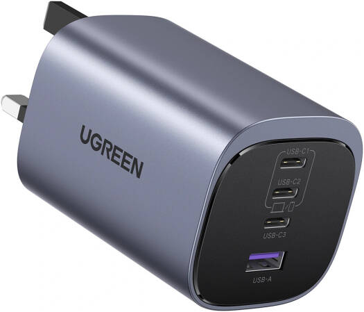 UGREEN Nexode S 100W GaN Fast Charger UK, 4-Port USB-C Wall Charger, 3x USB-C & 1x USB-A Ports, PD 3.0 PPS Fast Charging Adapter, Multi-Port Power Adapter, Gray | 45226