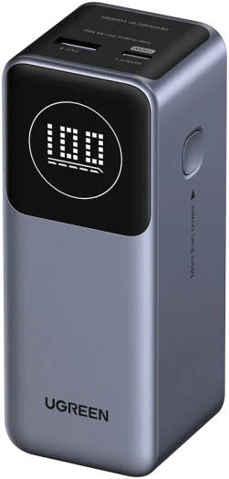 UGREEN Nexode Pro 12000mAh 100W Power Bank, Portable PD Fast Charging Battery Pack with TFT Smart Display & USB-C Cable, Black | PB722-35526