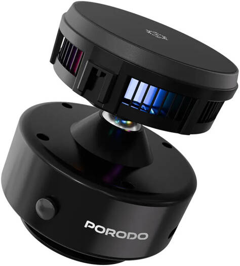 Porodo Vacuseal MagSafe Charging & Cooling Black 15W Wireless Fast Charging Mount with Semiconductor Cooling Fan RGB Light 16 N52 Magnets Strong 1.5kg Suction Adjustable, Black | PD-HSM17-BK