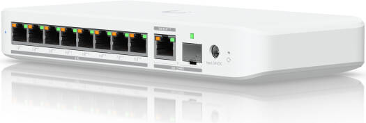 Ubiquiti Flex 2.5G PoE Switch, 8x 2.5 GbE RJ45 Ports, 60Gbps Switching Capacity, 196W PoE Budget, Port Isolation & Mirroring, Flow & Storm Control, White | USW-Flex-2.5G-8-PoE