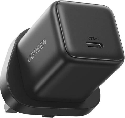 UGREEN 20W USB-C GaN Wall Charger, PD 3.0 & QC 4.0+ Fast Charging, Compact Travel Adapter, Universal Compatibility, Safe & Stable Charging Protection, UK Plug, Gray | 55529