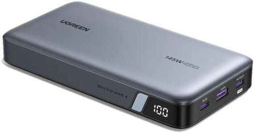 UGREEN Laptop Power Bank, 145W Fast Charging, 25000mAh Gigantic Capacity, Smart Digital Display, Airline Friendly, 90Wh Capacity, Universal Compatibility, Gray | 90597A