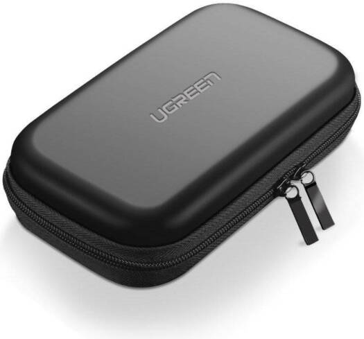 UGREEN External Hard Drive Case Bag, Shock Resistant, Electronic Accessories Organizer, Splashproof, High-quality Storage For 2.5" Inch HDD/SSD, EVA Material, Small Size, Black | 40707