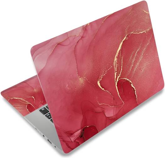 ALAYRA Laptop Skin Sticker Decal, 12 13 13.3 14 15 15.4 15.6 inch Laptop Art Decal Protector Notebook Netbook PC 15.6" Universal Vinyl Cover, Red Marble 01