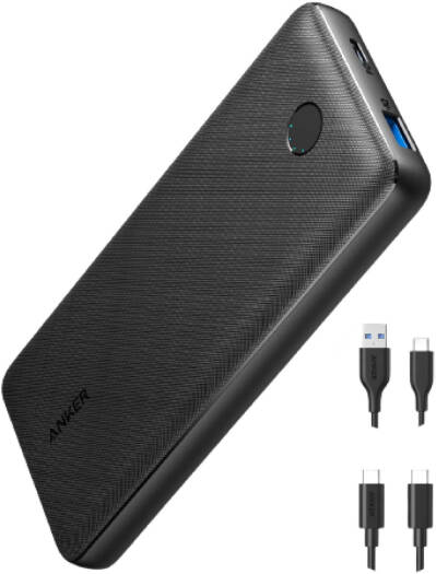 Anker 525 Power Bank, PowerCore 20K, Ultra-High Capacity, Trickle Charging Mode, 18W USB-C Power Delivery, Premium Design, Helpful LED Indicator, Black | A1287