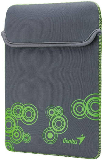 Genius GS-1001 Tablet Sleeve, Neoprene / Polycarbonate Material, Solid Pattern, Fits Up To 10 Inch Tablet PC and e-Book, Gray / Green, Sleeve Only | 39700018103