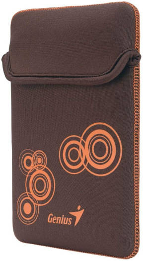 Genius GS-801 Water Resistant Polyester Sleeve, Neoprene / Polycarbonate Material, Solid Pattern, Fits Up To 7-8 Inch Tablet PC and e-Book, Brown - Orange, Sleeve Only | 39700017101
