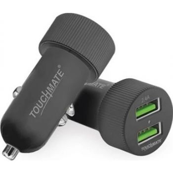 Touchmate Fast Car Charger With C-Type Cable, 1-2 Smartphone Charge,1 Meter USB Cable, Charge 2 Devices Simultaneously | TM-CAR20C