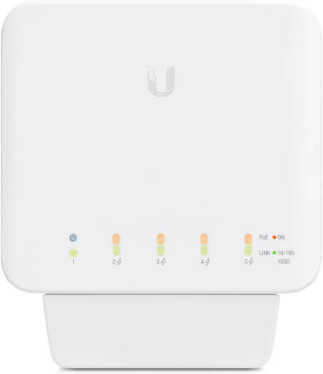 Ubiquiti Networks UniFi Switch Flex 5-Port Managed Gigabit PoE Network Switch, Works Indoors and Outdoors, Flexible Mounting Options, Magnetic Backing, 1 x PoE++ Port, 4 x PoE Ports | USW-Flex