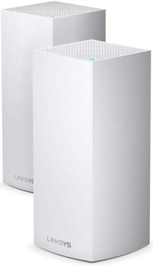 Linksys MX10600 Velop Tri-Band Whole Home Mesh WiFi 6 System (AX5300 Router/Extender for Seamless Coverage of up to 6,000 sq ft / 525 sqm and 4x Faster Speed 50+ devices, 2-Pack, White)