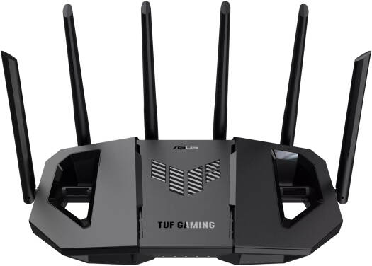 ASUS TUF Gaming BE9400 Extendable Router, Up to 9400Mbps, Tri-band WiFi 7, Quad 2.5G ports, 3-Step Port Forwarding, Smart Home Master, AiMesh Support, AiProtection, Black | 90IG0A30-MO9C00