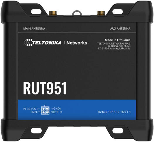 Teltonika RUT951 Industrial 4G LTE Router, Up to 150 Mbps Speed, Dual SIM, 4x Ethernet with VLAN, WAN Failover, RMS Compatible, LTE, PoE without PSU