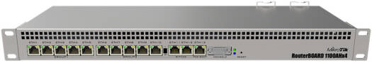 MikroTik Routerboard RB1100AHx4 Powerful 1U Rackmount Router, Throughput of up to 7.5Gbit, 13x Gigabit Ethernet Ports and Rs232 Serial Port & Dual Redundant Power Supplies, RouterOS | RB1100AHx4