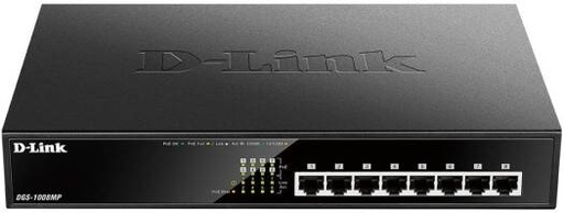 [DGS-1008MP] D-Link 8-Port Desktop Gigabit Max PoE Switch, 5 to 14 Ports, 16 Gbps Switching capacity, 8 PoE Ports, Desktop Rackmountable Form Factor, Metal Housing, Black | DGS-1008MP