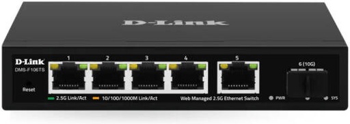 [DMS-F106TS] D-Link 5-Port 2.5G Multi-Gigabit Switch with 10G SFP+ Uplink, Smart Managed Desktop, QoS, VLAN & Networking Voice, Black | DMS-F106TS