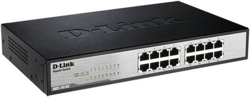 [DGS-1016C] D-Link DGS-1016C 16-Port Gigabit Unmanaged Switch, 32 Gbps Switching Capacity, Silent Operation, 256 KBytes Packet Buffer Size, Plug-and-Play Installation, Black | DGS-1016C