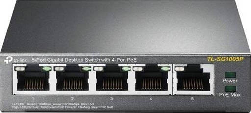 [TL-SG1005P] TP-Link 5 Port Gigabit Ethernet PoE Desktop Switch with 4 Ports, 55W | TL-SG1005P