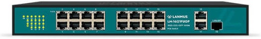 [LM-1621FUGP] Lanmus 16 Port Unmanaged Switch, 10/100/1000M Speed, 260W, 38Gbps, Gigabit Ethernet Switch, Unmanaged LAN Switch, Plug and Play Network Hub, Home Office and CCTV Networking Switch | LM-1621FUGP