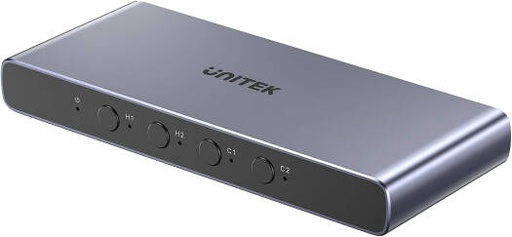 [V1313AGY01] UNITEK 4K HDMI/USB-C Switch 4-in-1 Out, Connect 4 Devices to 1 Display, UHD 4K@60Hz, HDR10/Dolby Vision, VRR, FreeSync, EDID Memory, LED Indicators, Space Grey | V1313AGY01