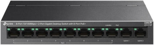[LS1210P] TP-LINK LS1210P Desktop Switch, 8-Port 10/100Mbps+2-Port Gigabit, 30 W PoE Output, 250 m (820ft) Data & Power Range, Isolation Mode, Desktop / Wall-Mounting, Black | LS1210P
