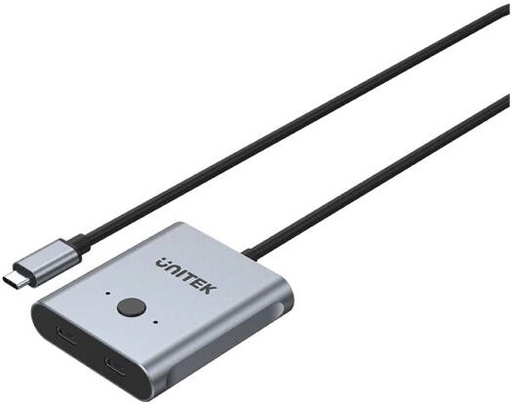 [D1078A] Unitek USB-C Bidirectional Switch, UHD 4K@144Hz Resolution, 10Gbps Display & Data Transfer, Up to 100W Power Delivery, One Key Switch, Aluminium-Alloy Housing, 50cm Cable Length, Space Grey | D1078A