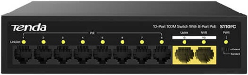 [S110PC] Tenda S110PC 8-Port 10/100/1000Mbps Gigabit Ethernet Desktop Switch with Metal Case and Plug-and-Play Design, Maximum Output Power 75W | S110PC