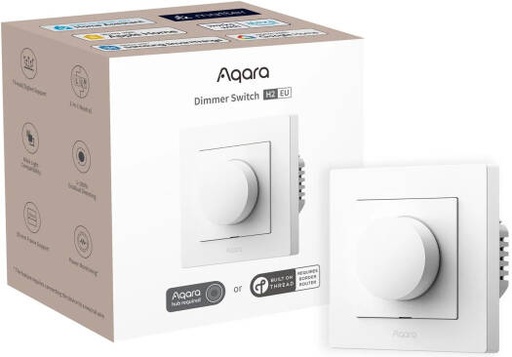 [KD-R01D] Aqara Dimmer Switch H2, 2-in-1 Neutral, Single Switch, 200W, Thread/Zigbee Support, 1-100% Gradual Dimming, 55mm Frame Support, Power Monitoring, White | KD-R01D